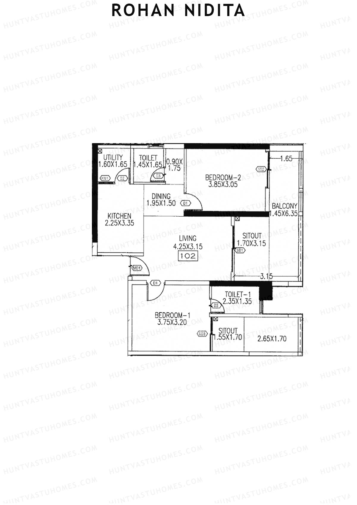 Rohan Nidita Wing D Unit 2 Floor Plan