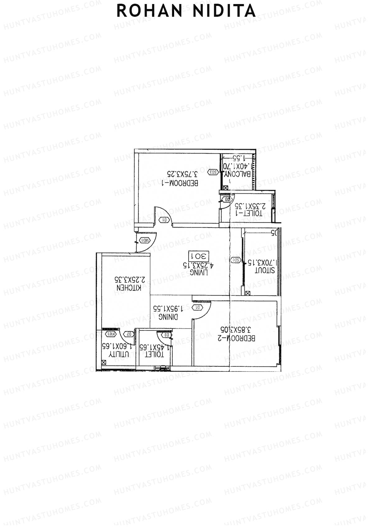 Rohan Nidita Wing D Unit 3 Floor Plan