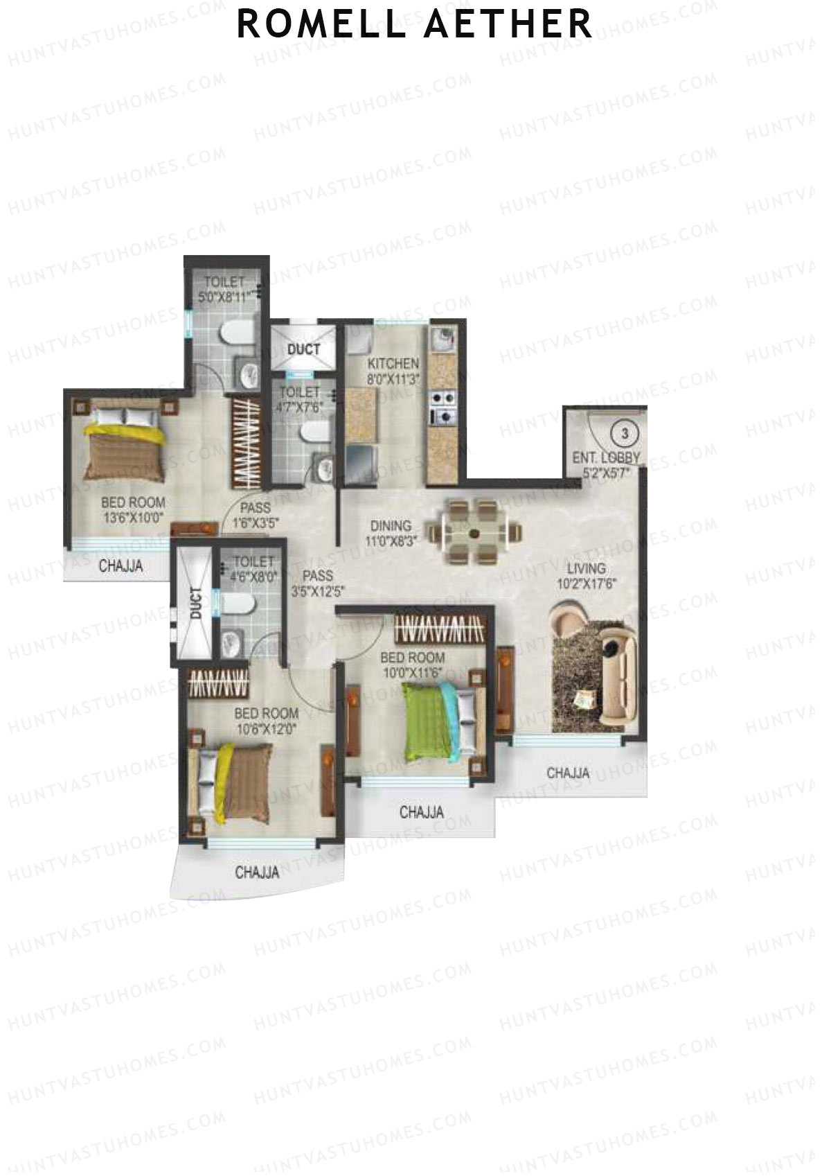 Romell Aether Tower B2 Unit 3 Floor Plan