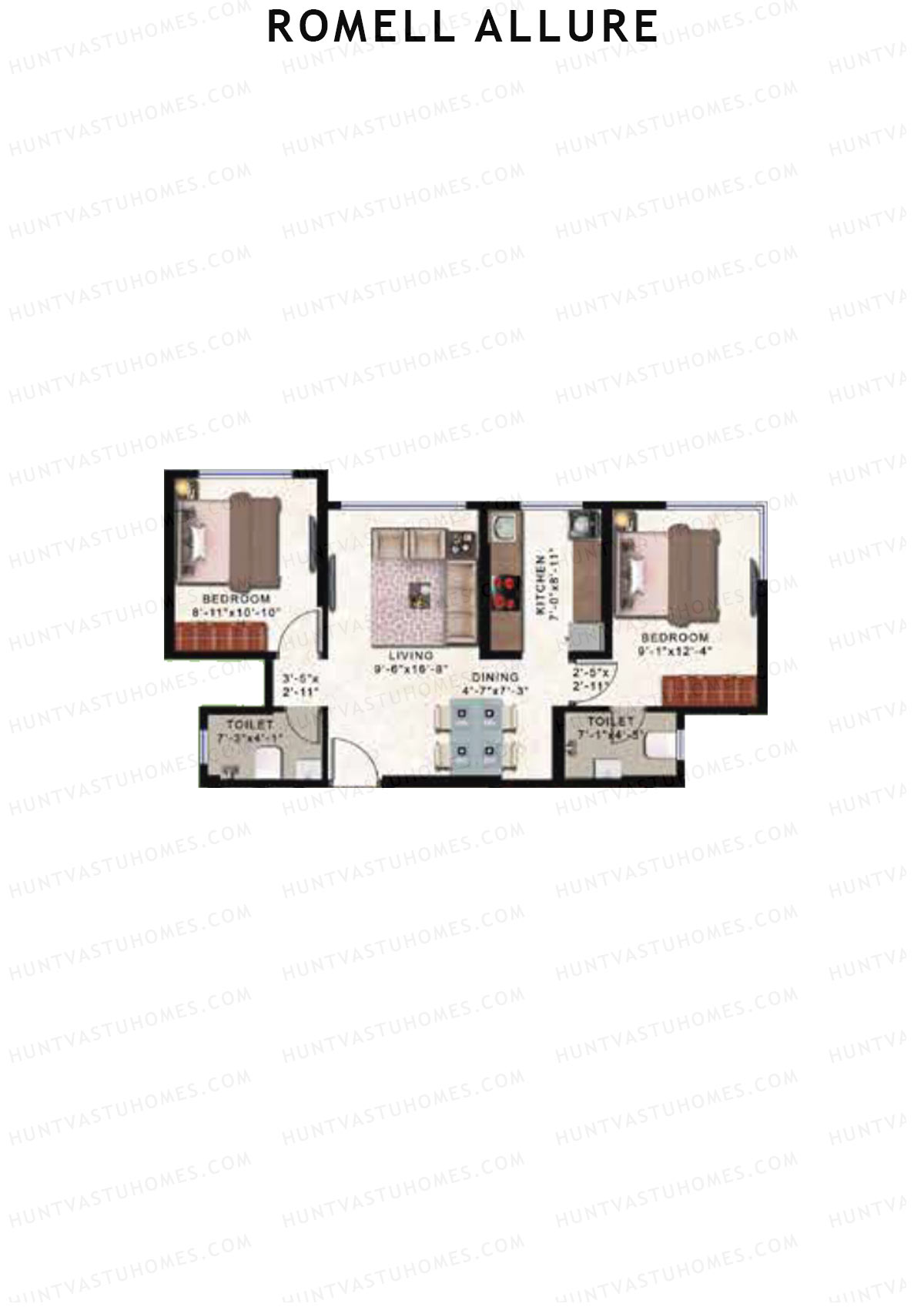 Romell Allure Tower A Unit 3 Floor Plan