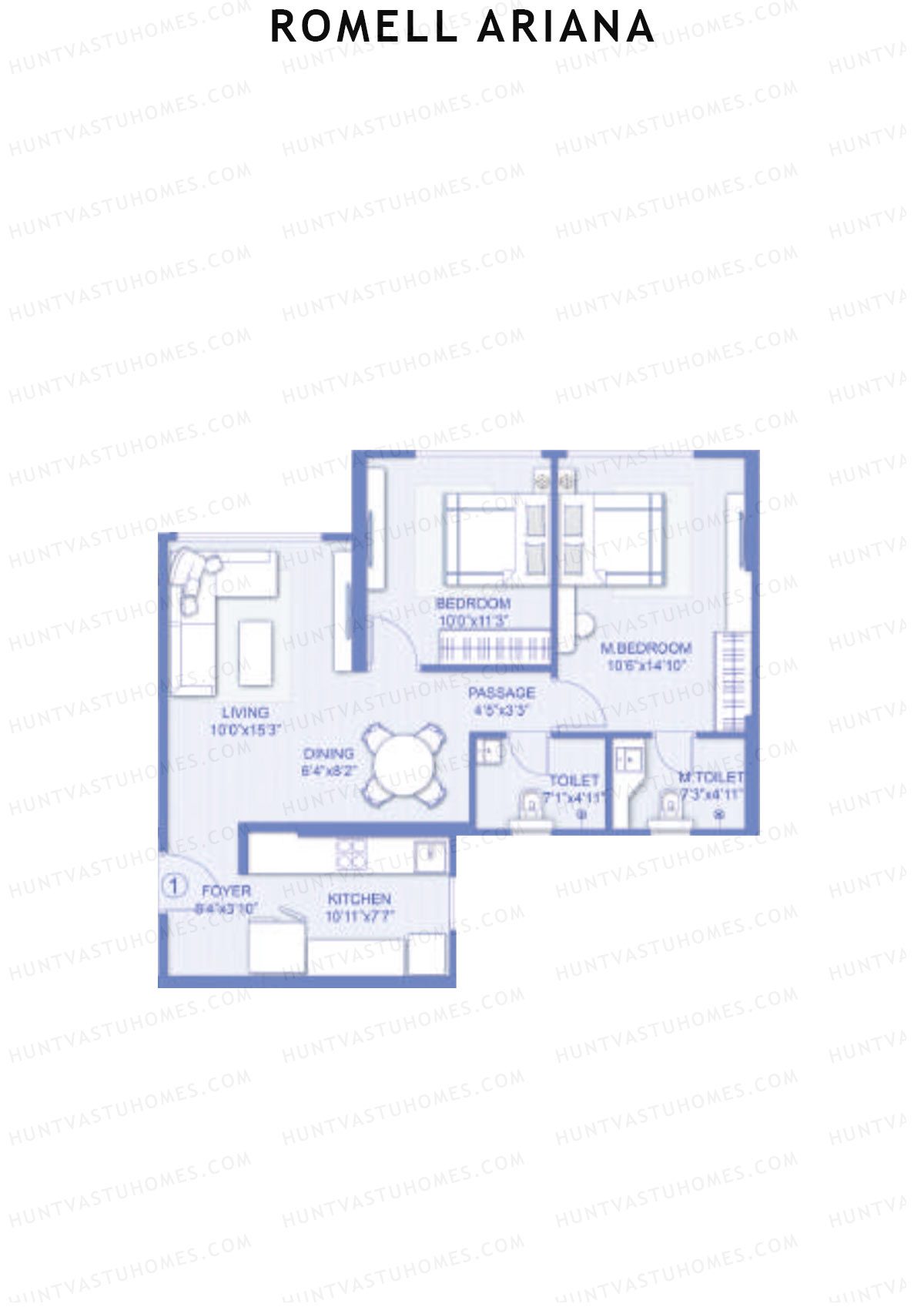 Romell Ariana Wing A Unit 1 (Type 3) Floor Plan
