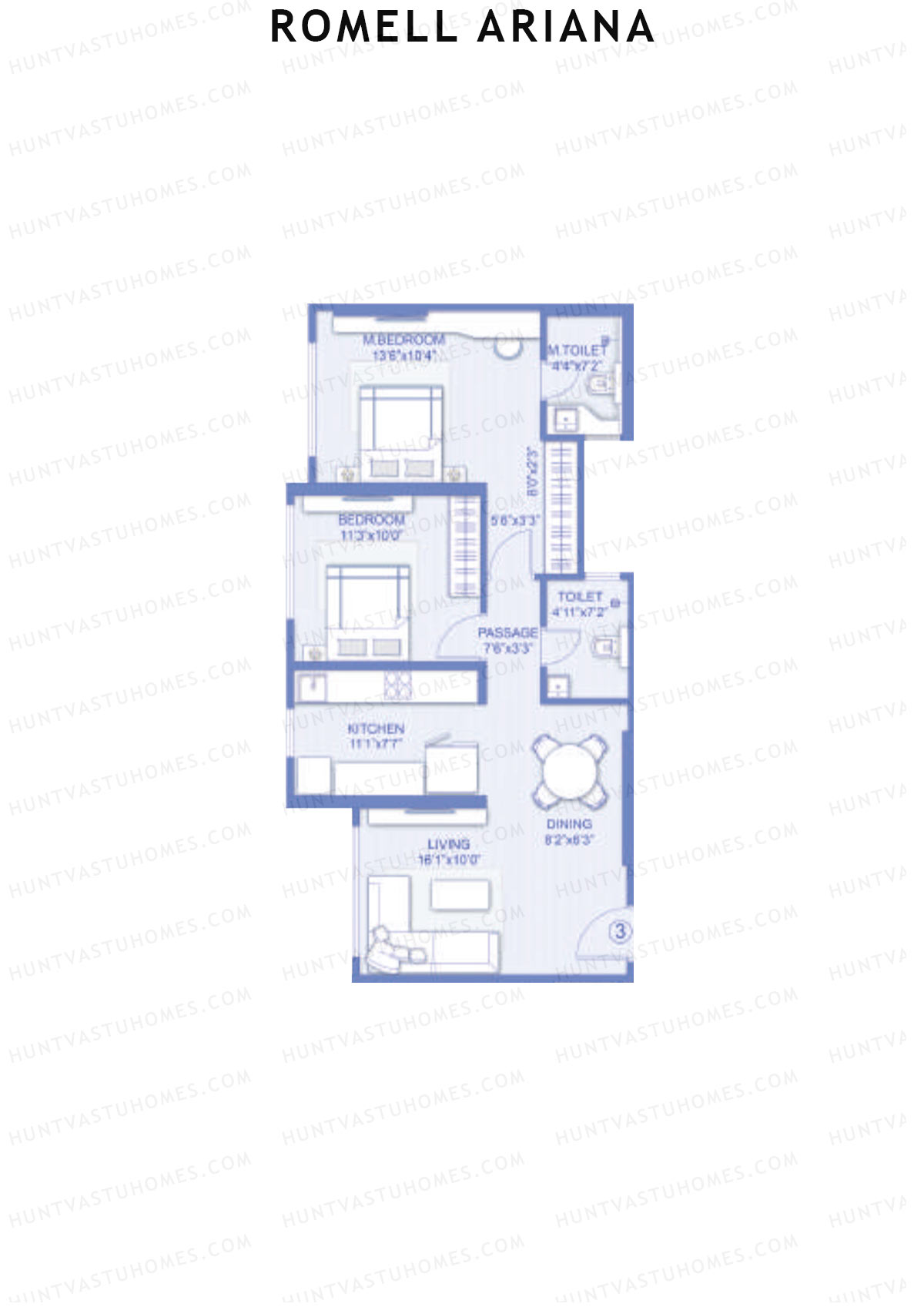 Romell Ariana Wing A Unit 3 (Type 5) Floor Plan