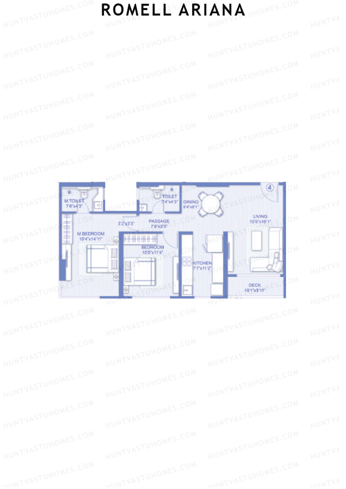 Romell Ariana Wing A Unit 4 (Type 7A) Floor Plan