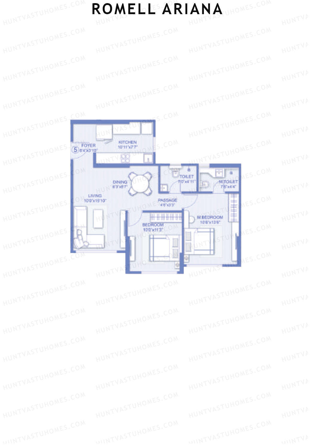 Romell Ariana Wing A Unit 5 (Type 4) Floor Plan
