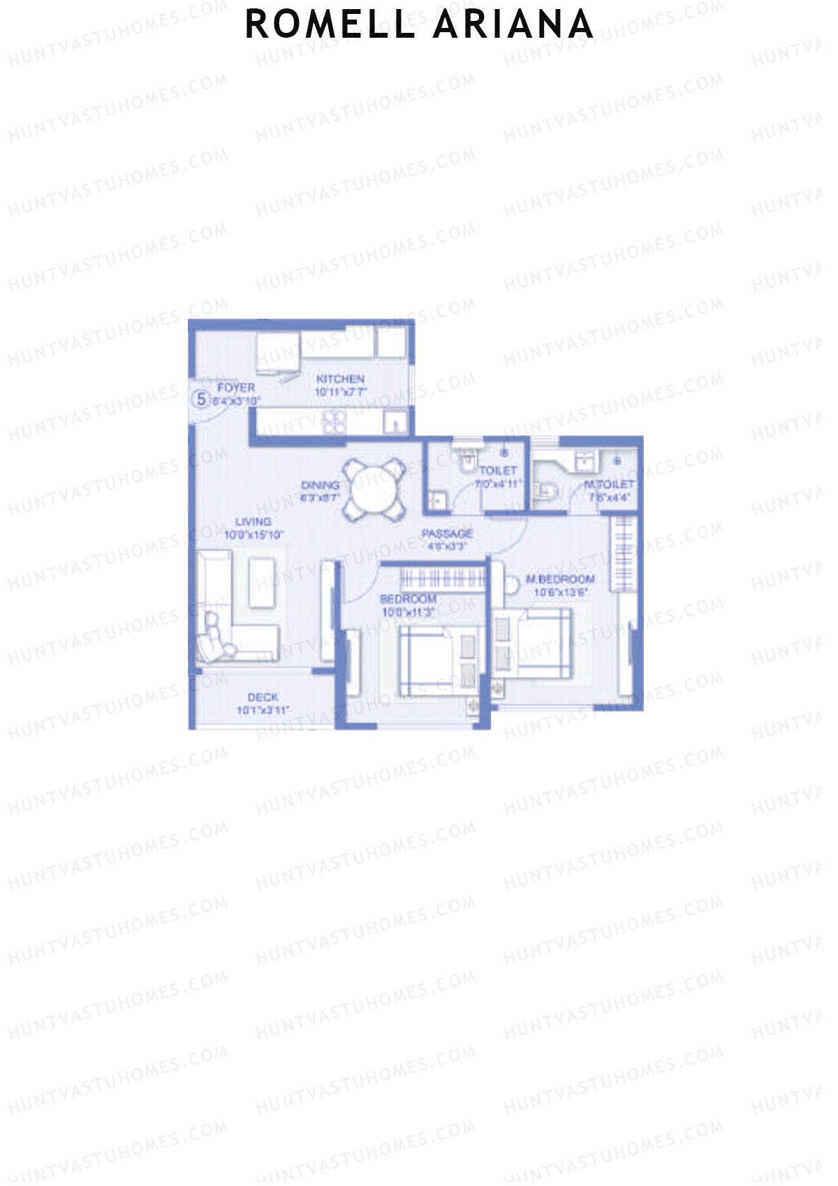Romell Ariana Wing A Unit 5 (Type 4A) Floor Plan
