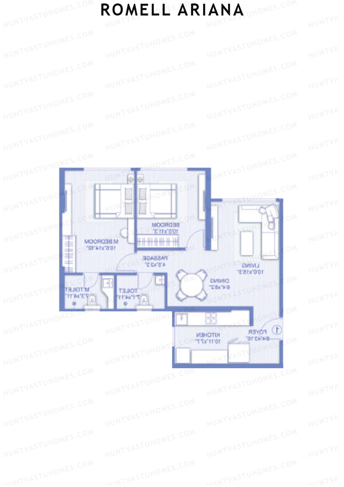 Romell Ariana Wing B Unit 1 (Type 2) Floor Plan