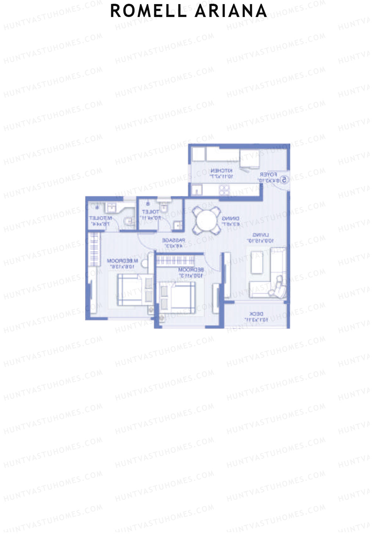 Romell Ariana Wing B Unit 5 (Type 4A) Floor Plan