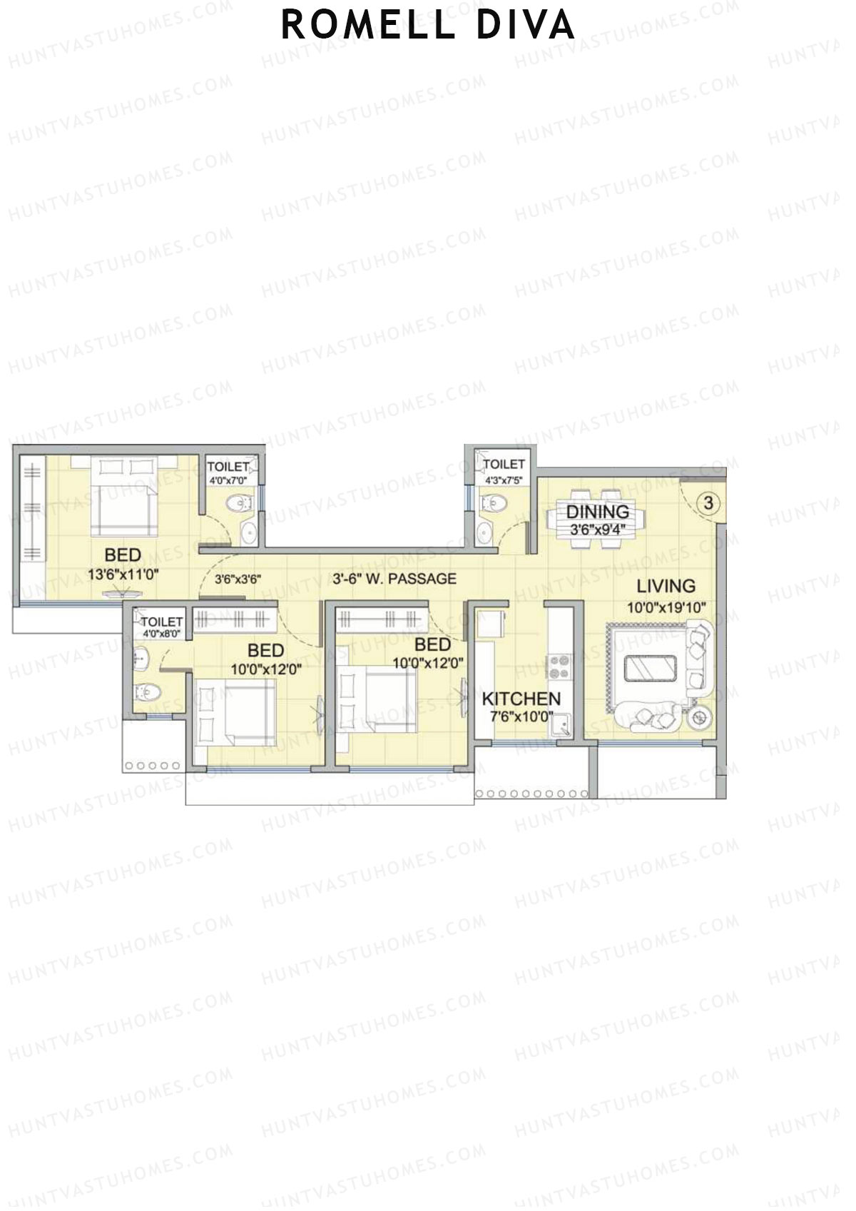 Romell Diva Wing A Unit 3 Floor Plan