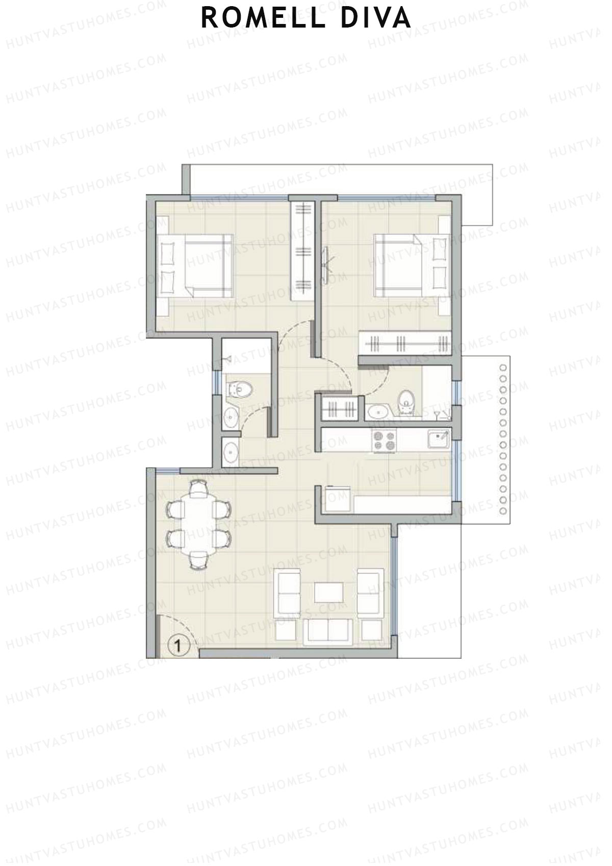Romell Diva Wing B Unit 1 Floor Plan