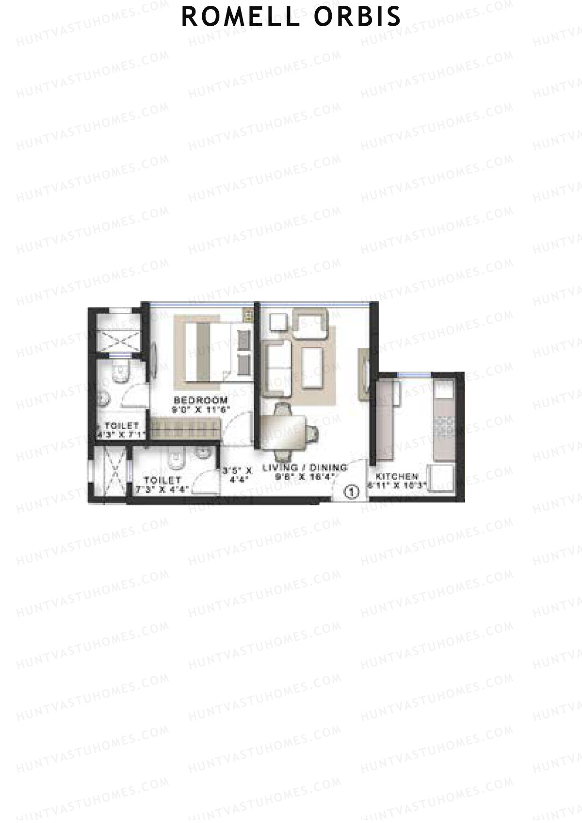 Romell Orbis Wing A Unit 1 Floor Plan