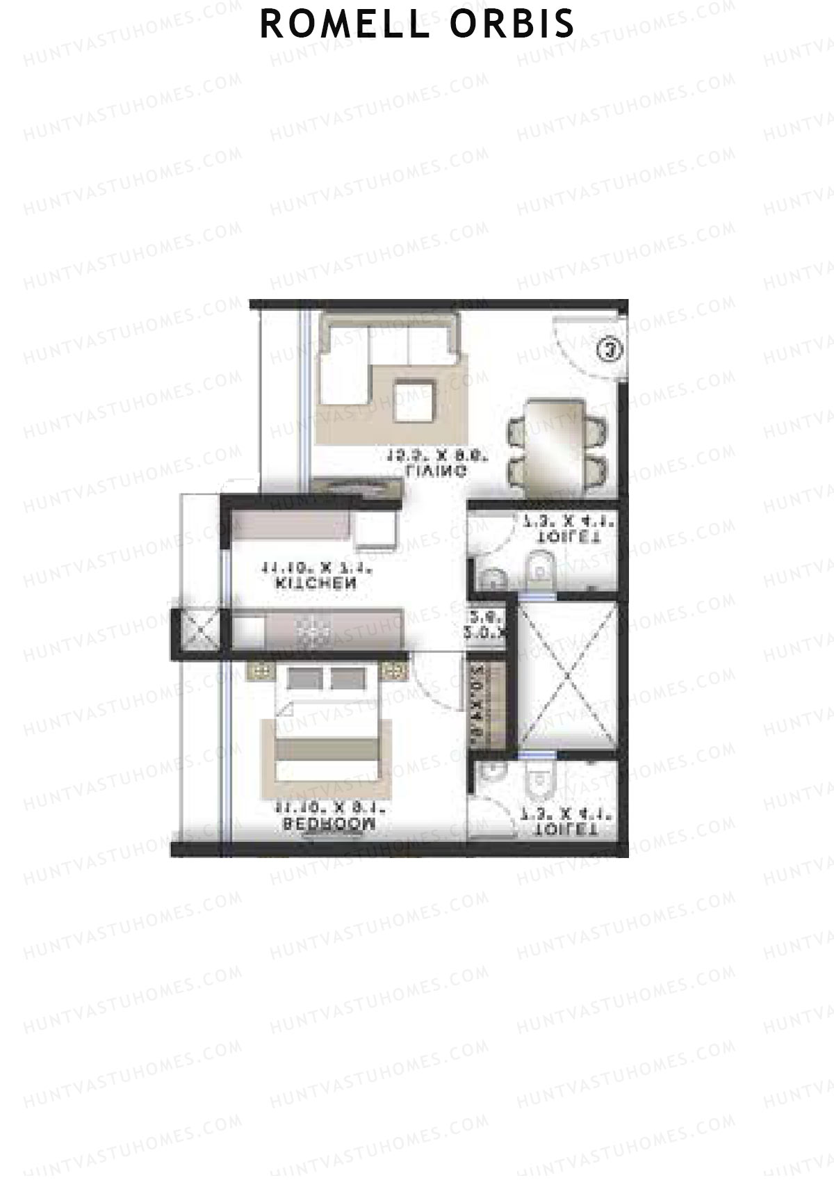Romell Orbis Wing A Unit 4 Floor Plan