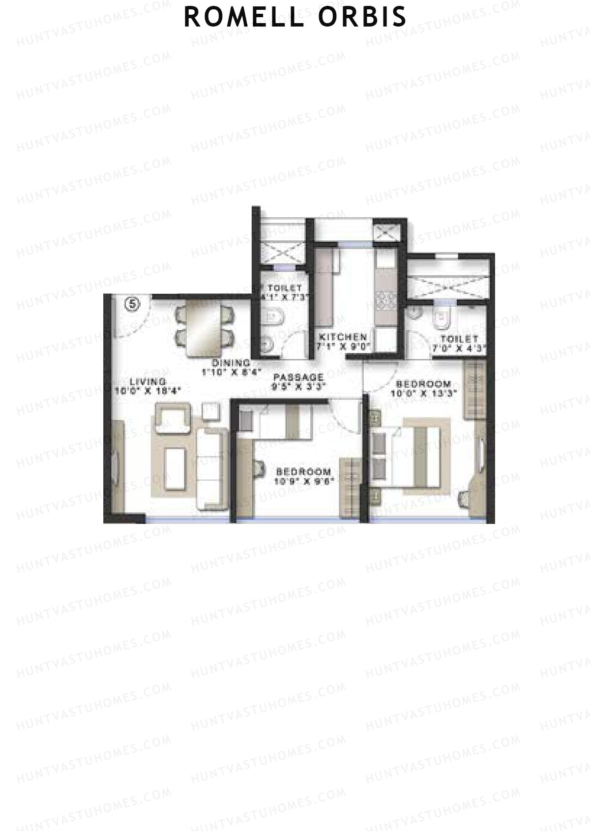 Romell Orbis Wing A Unit 5 Floor Plan