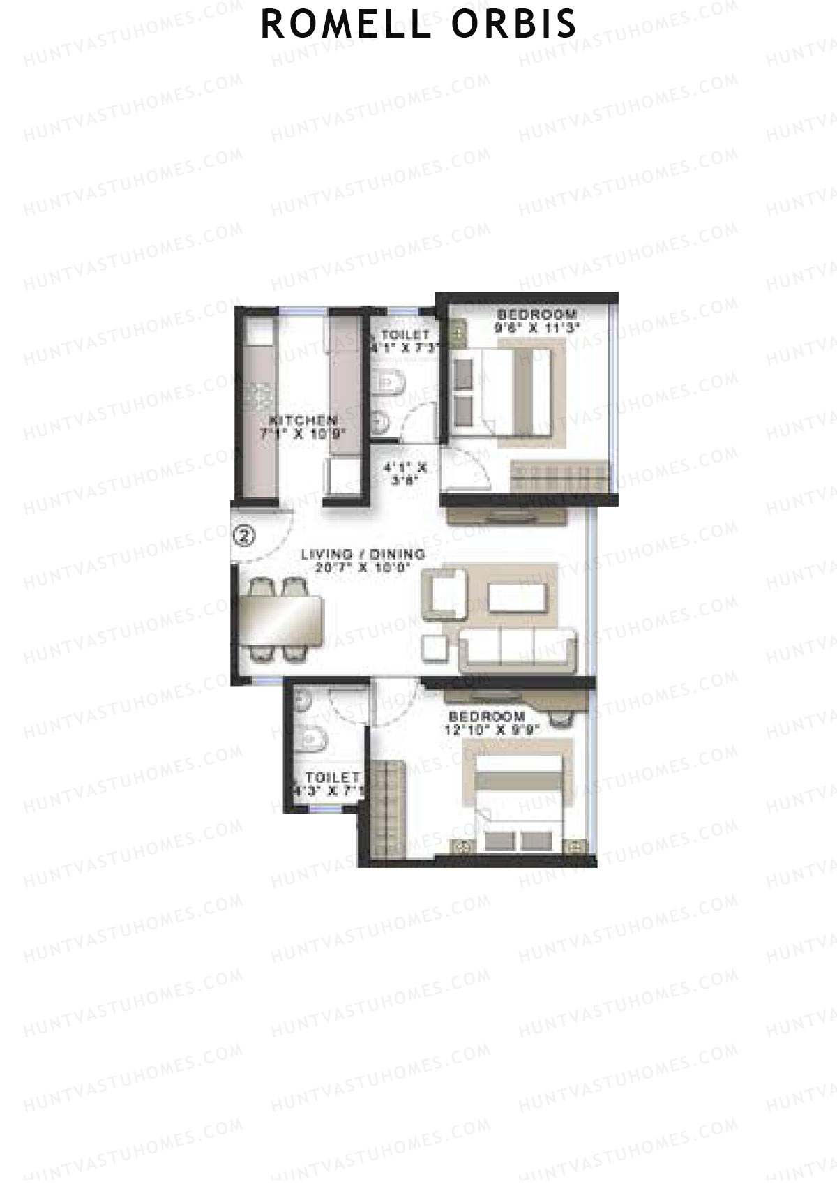 Romell Orbis Wing B Unit 2 Floor Plan
