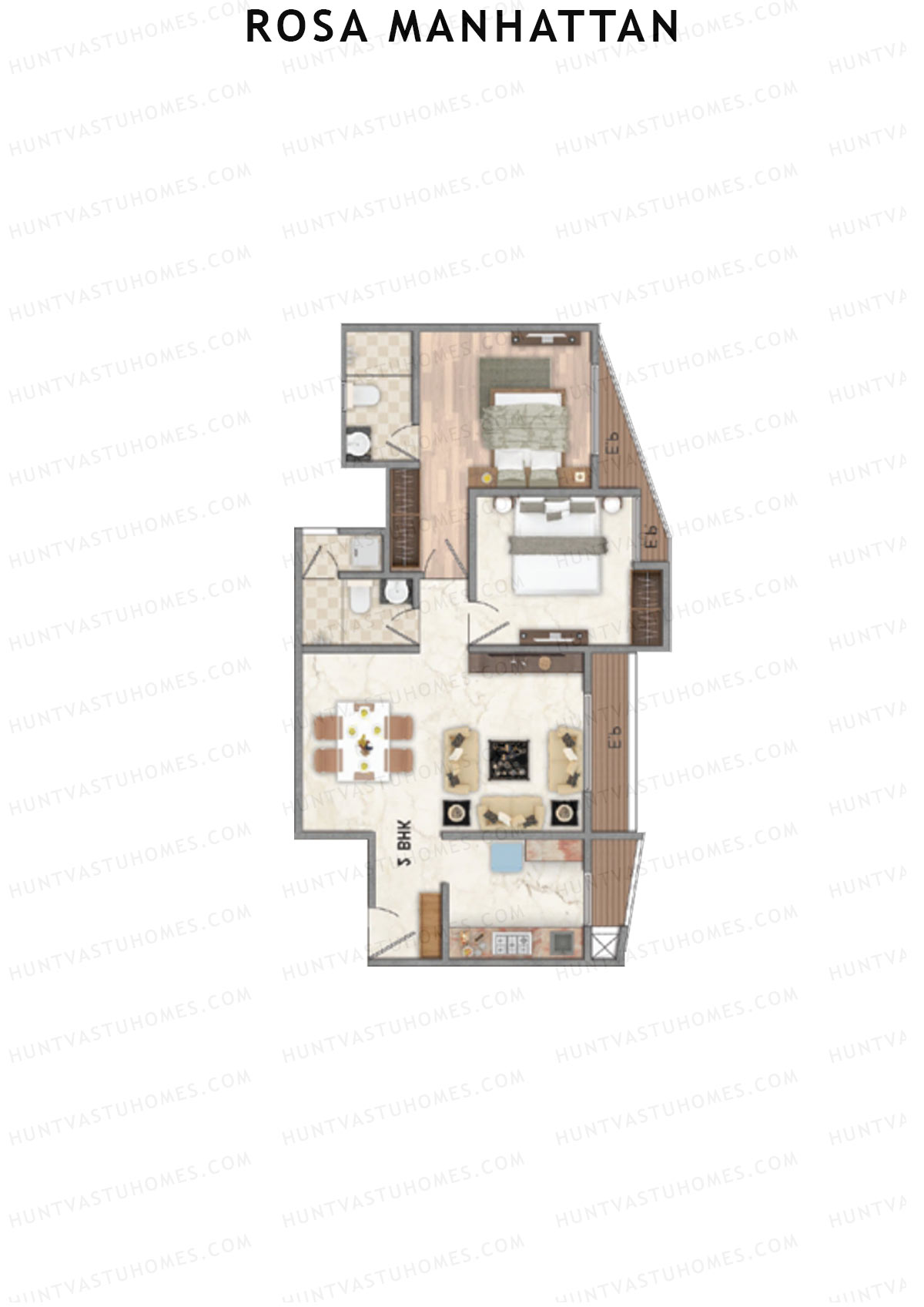 Rosa Manhattan Tower 1 Unit 3 Floor Plan