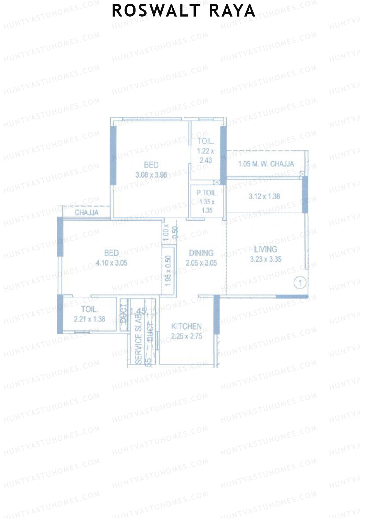 Roswalt Raya, Grove, Unit 1, 2BHK, Carpet Area 695   sq ft 