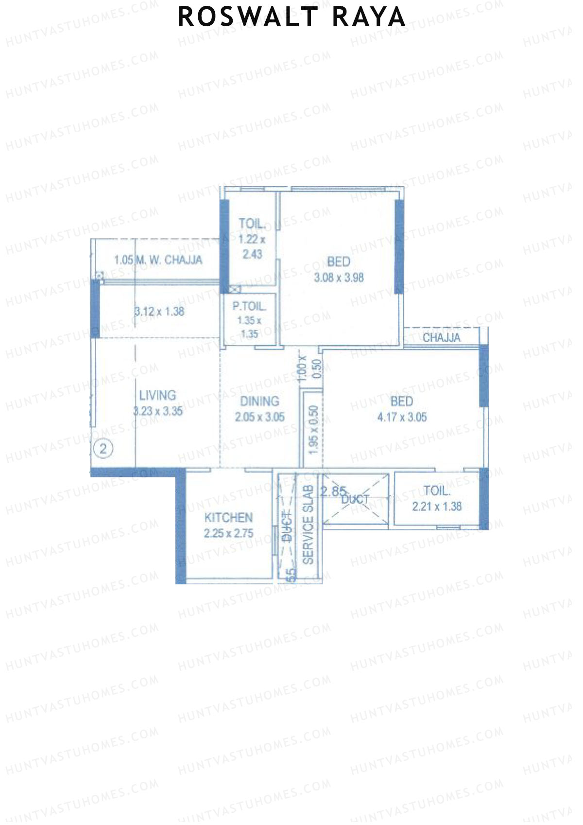 Roswalt Raya, Grove, Unit 2, 2BHK, Carpet Area 695   sq ft 