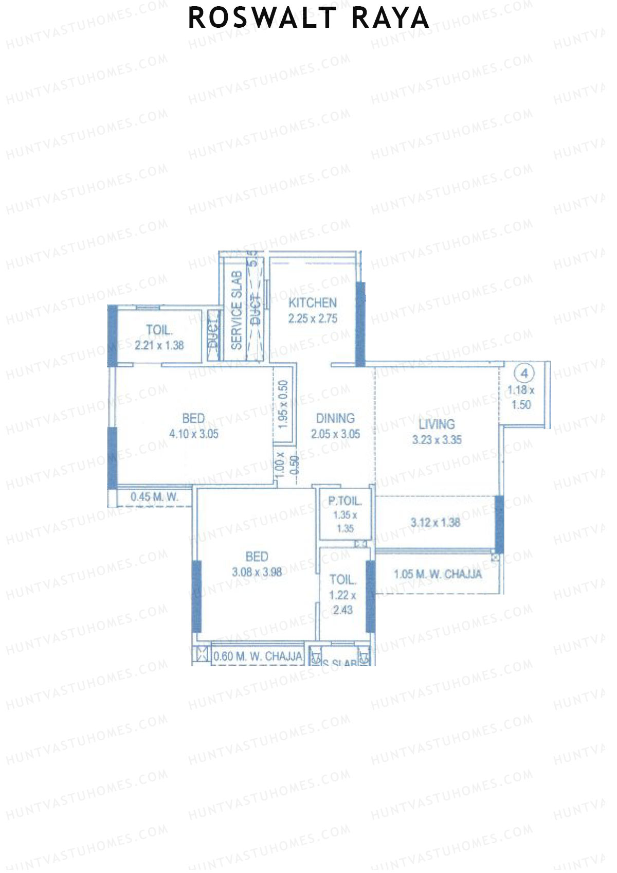 Roswalt Raya, Grove, Unit 4, 2BHK, Carpet Area 711   sq ft 