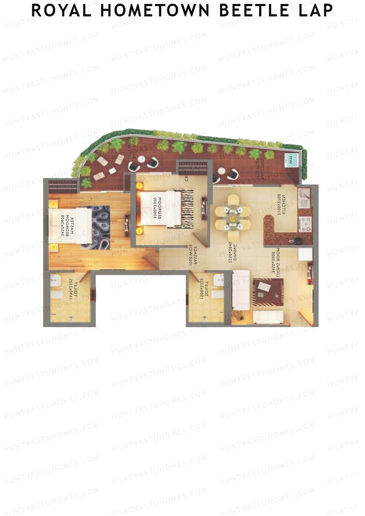 Royal Hometown Beetle Lap Tower A Unit 3 (Type B) Floor Plan
