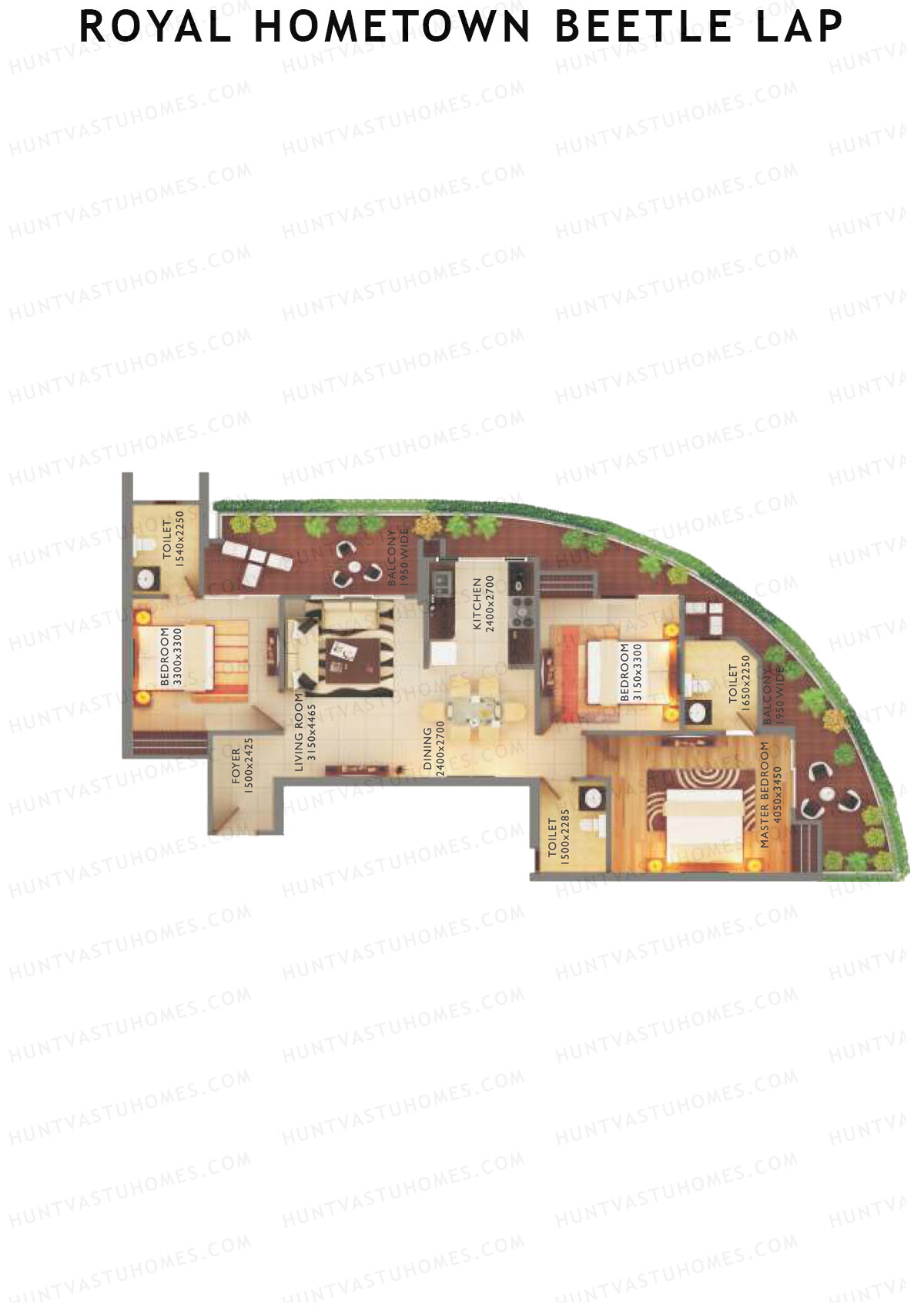 Royal Hometown Beetle Lap Tower B Unit 4 (Type A) Floor Plan