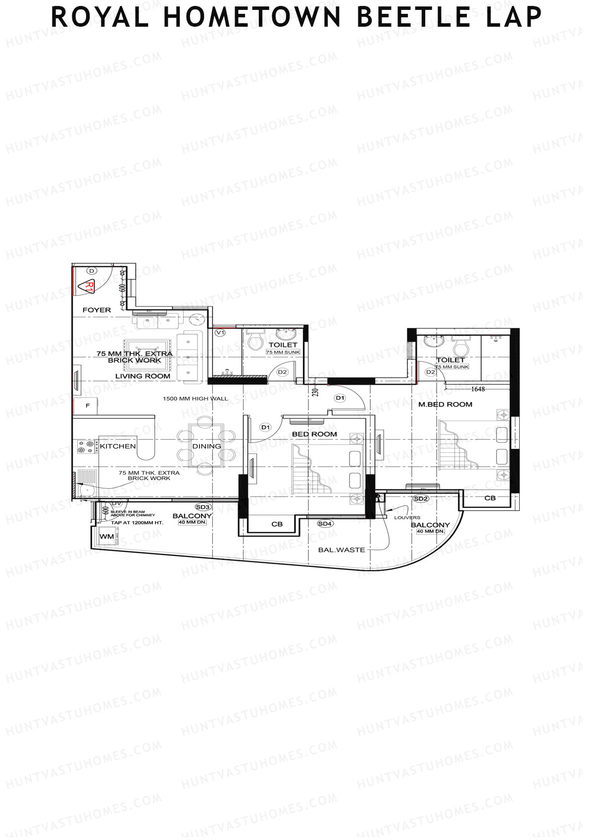 Royal Hometown Beetle Lap Tower B Unit 7 (Type B) Floor Plan