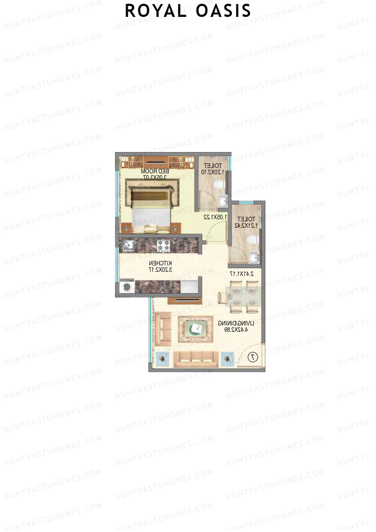 Royal Oasis Wing A Unit 5 (Type 1) Floor Plan