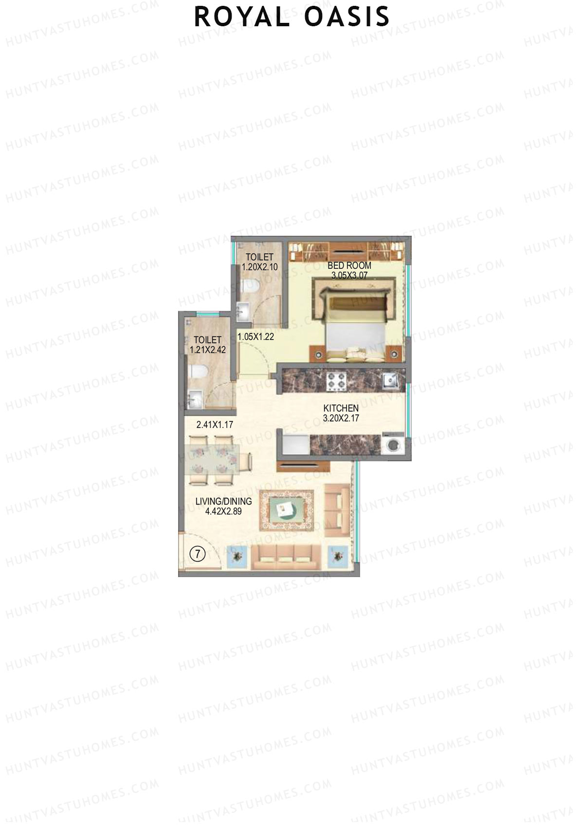 Royal Oasis Wing A Unit 7 (Type 1) Floor Plan