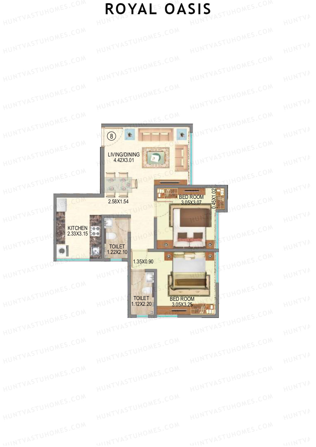 Royal Oasis Wing A Unit 8 (Type 1) Floor Plan