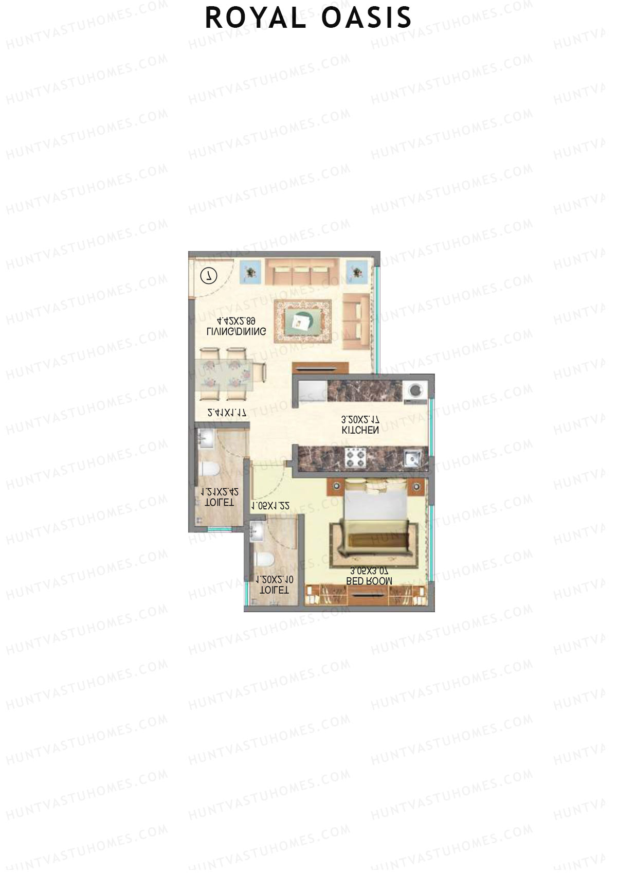 Royal Oasis Wing B Unit 4 (Type 1) Floor Plan