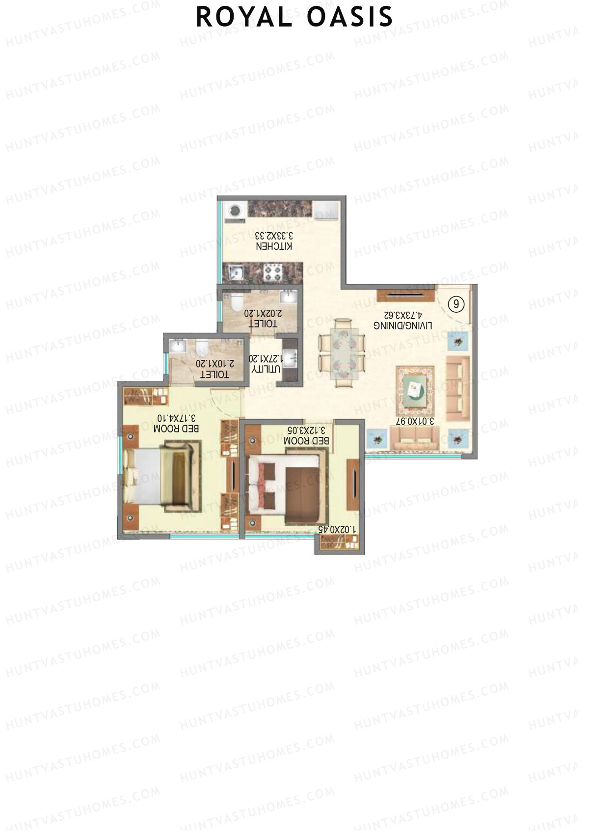 Royal Oasis Wing C Unit 3 (Type 2) Floor Plan