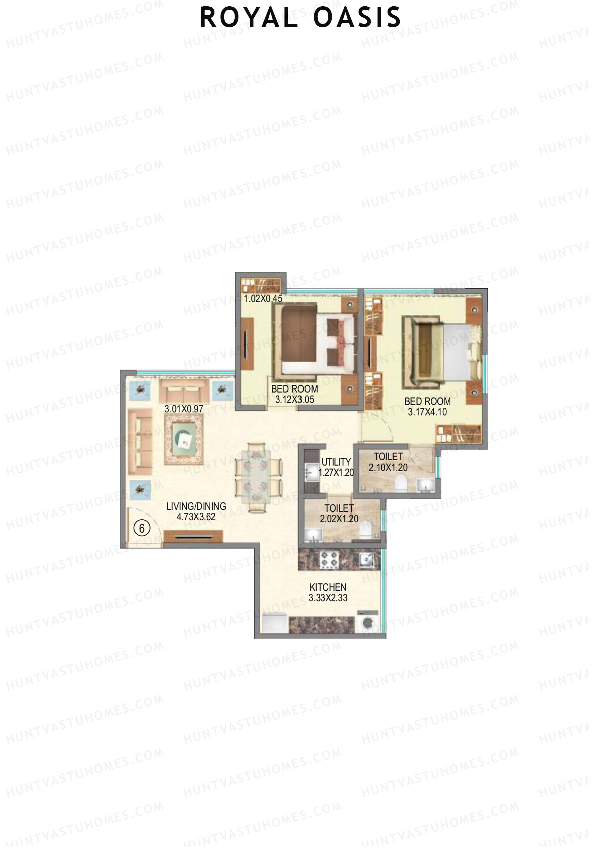 Royal Oasis Wing D Unit 6 (Type 2) Floor Plan