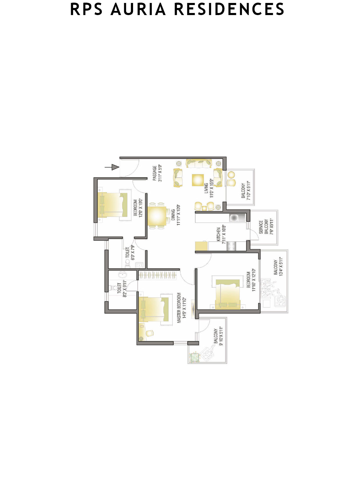 Rps Auria Residences Tower 1 Unit 2 (Type A) Floor Plan