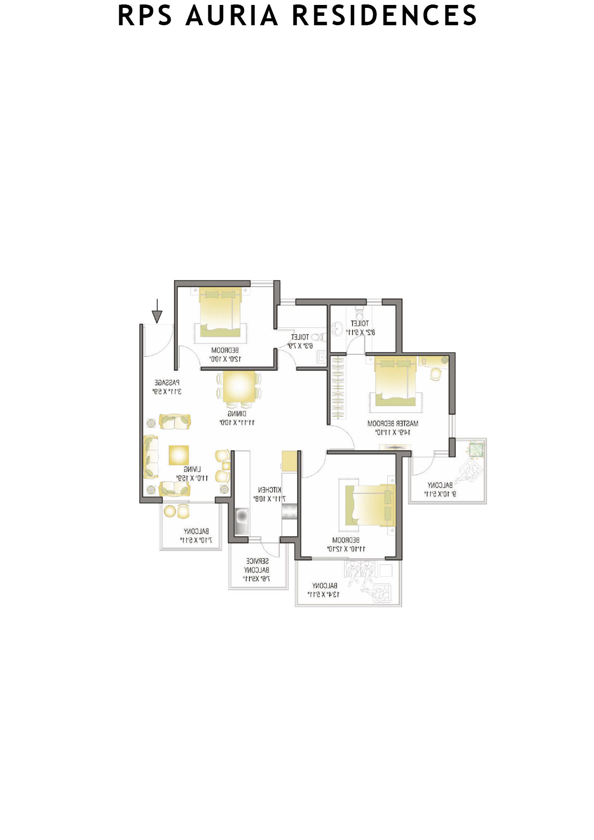 Rps Auria Residences Tower 1 Unit 3 (Type A) Floor Plan