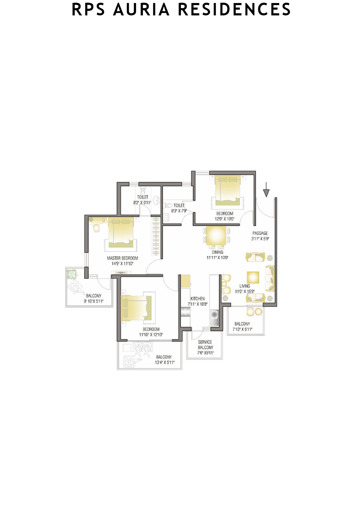 Rps Auria Residences Tower 1 Unit 4 (Type A) Floor Plan
