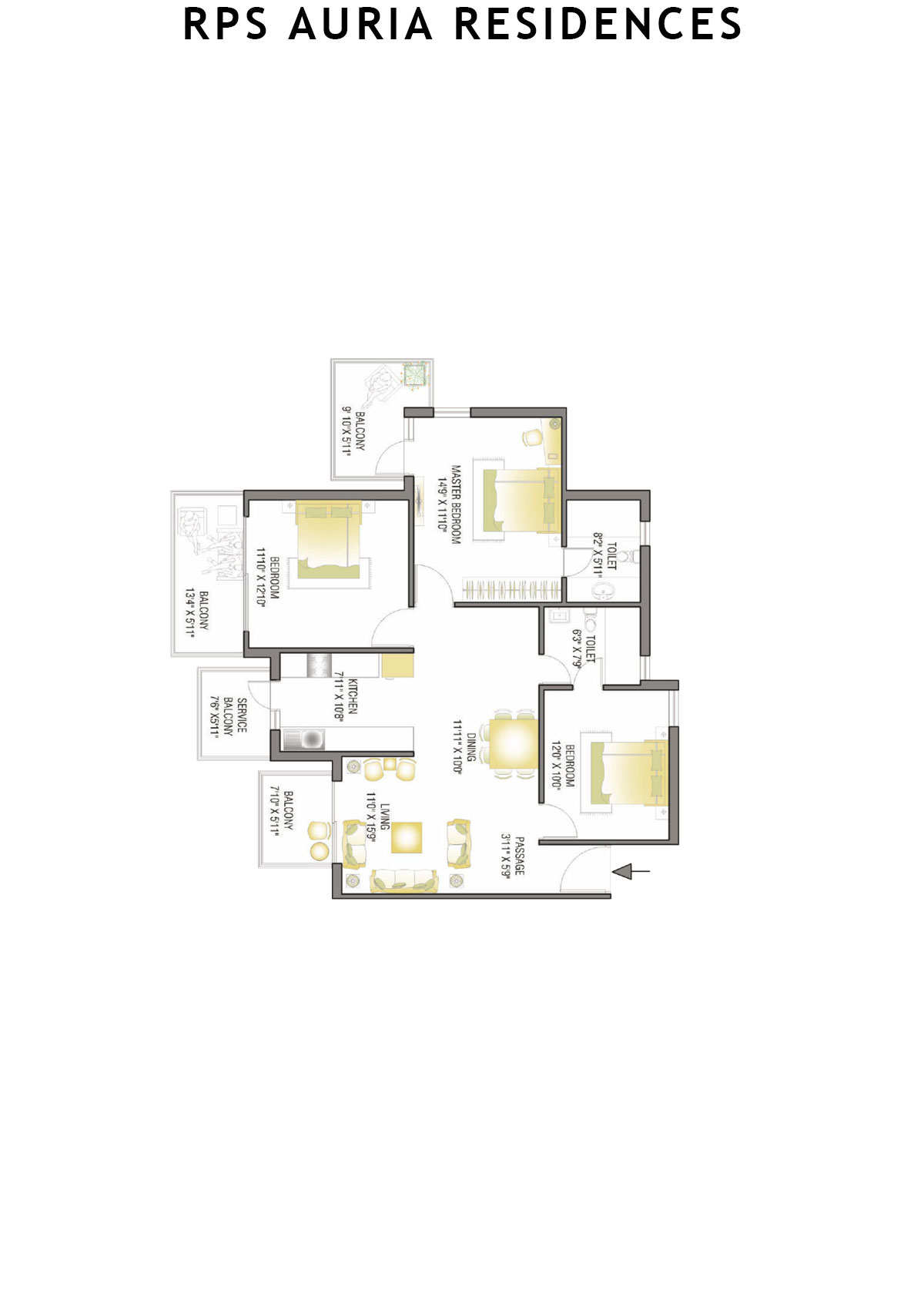 Rps Auria Residences Tower 1 Unit 6 (Type A) Floor Plan