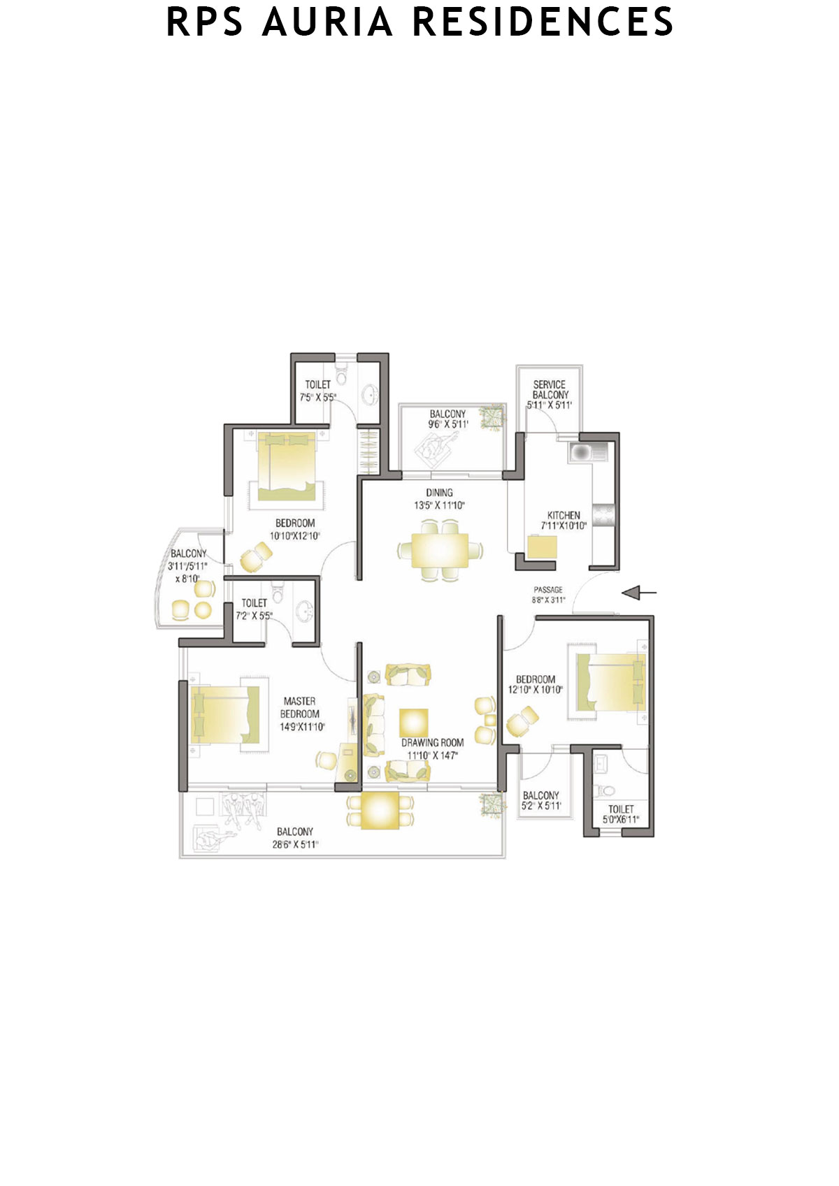 Rps Auria Residences Tower 2 Unit 4 (Type B) Floor Plan