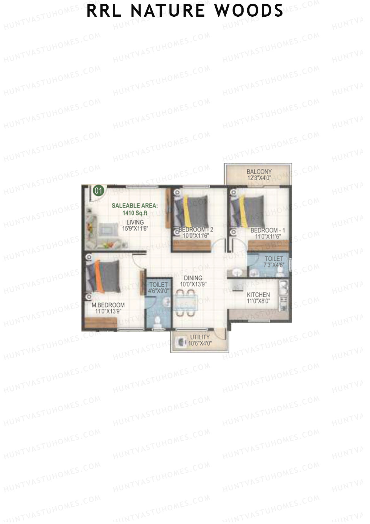 RRL Nature Woods Tower 1 Unit 1 Floor Plan