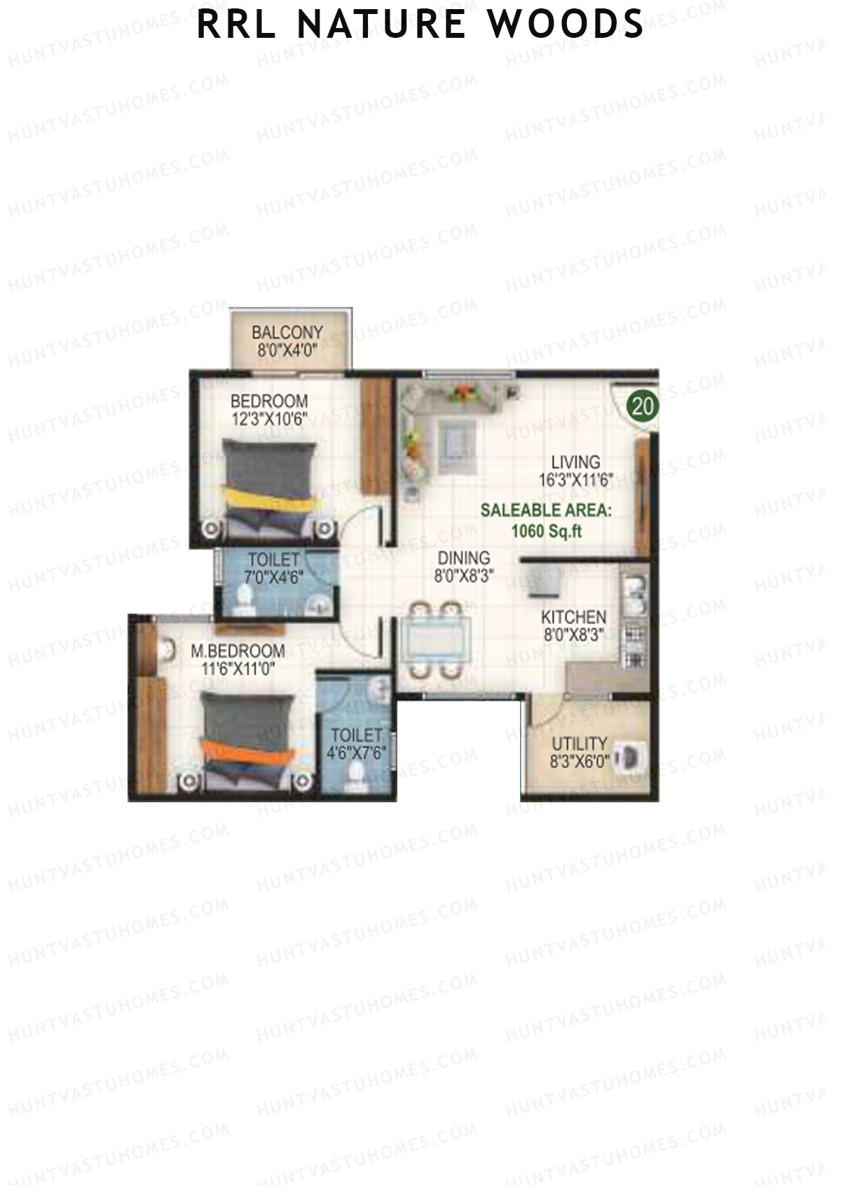 RRL Nature Woods Tower 1 Unit 20 Floor Plan