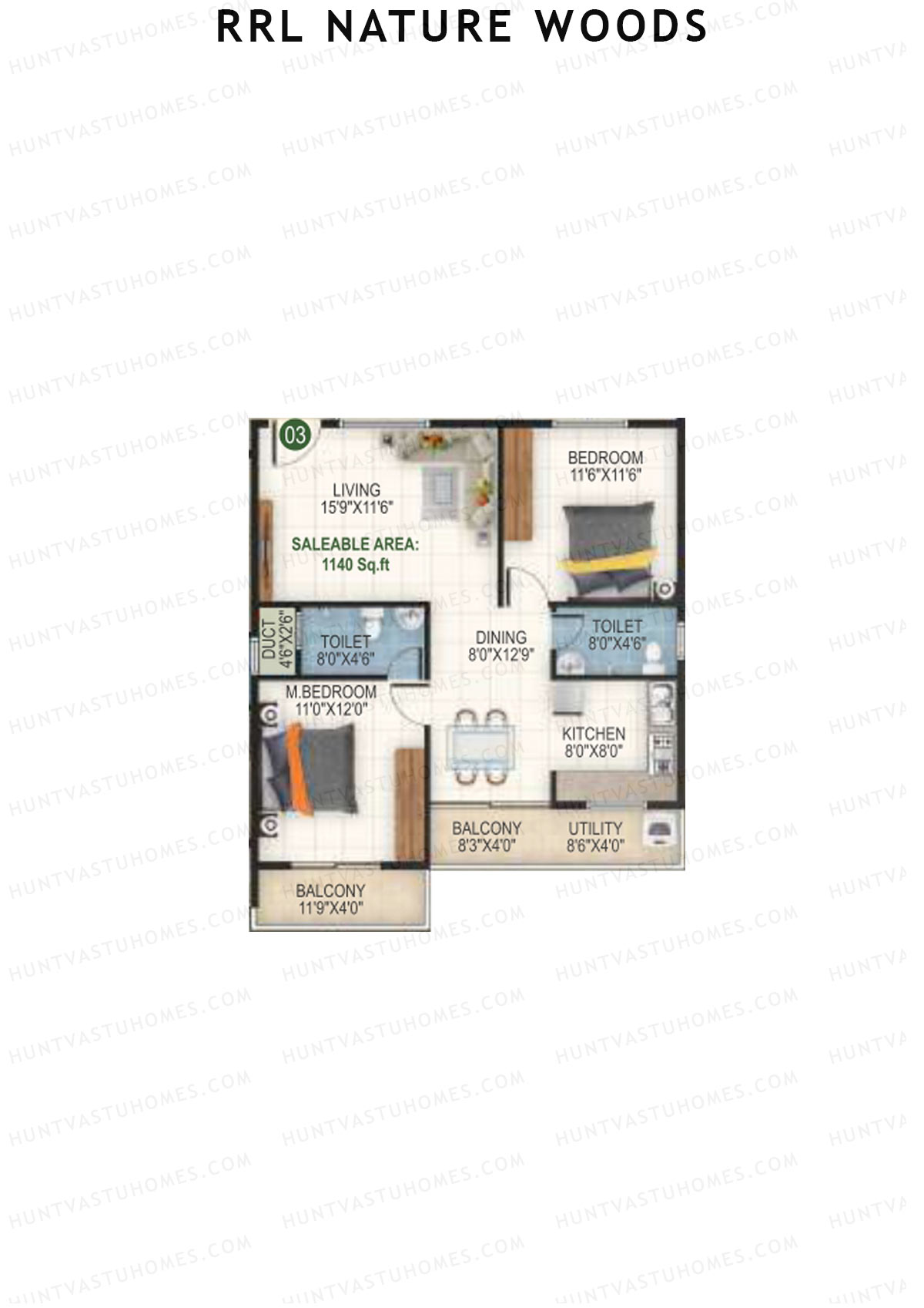 RRL Nature Woods Tower 1 Unit 3 Floor Plan