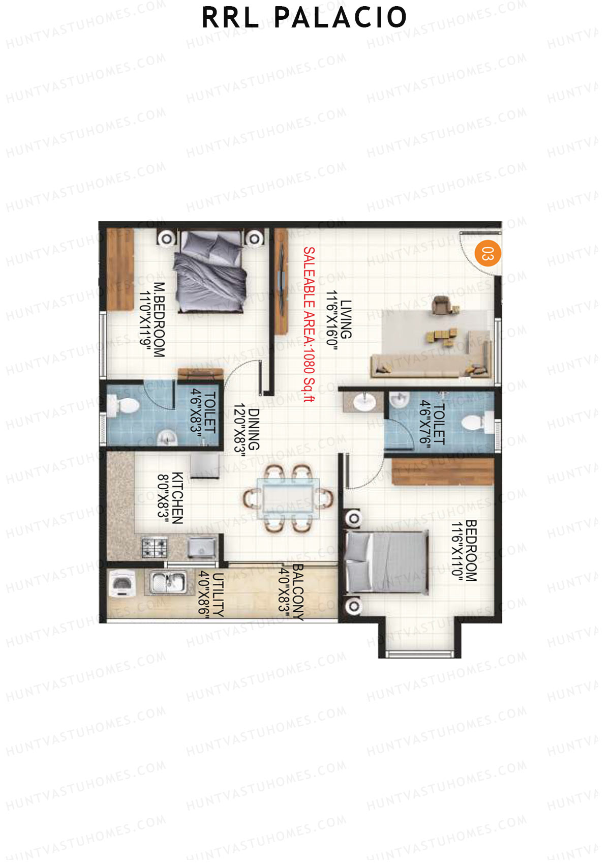 RRL Palacio Tower 1 Unit 3 Floor Plan