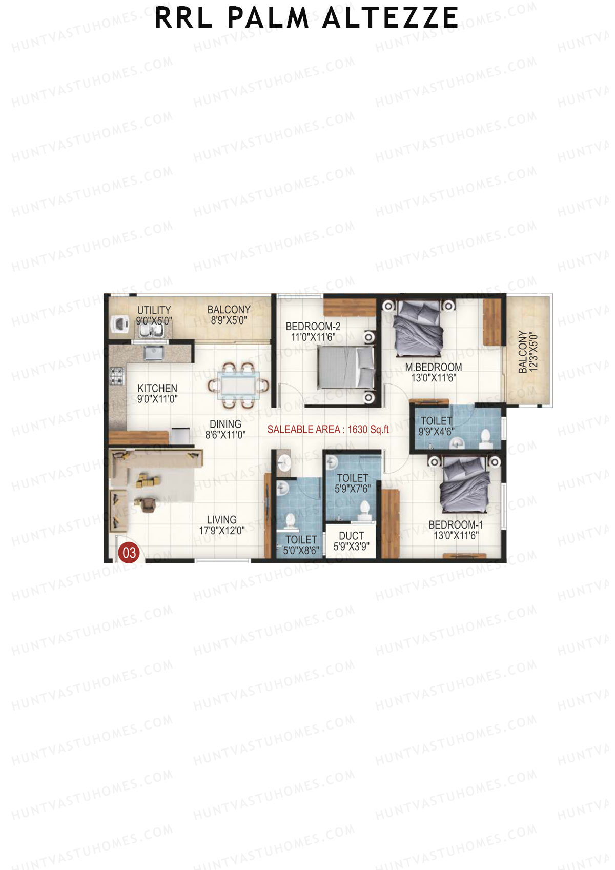 RRL Palm Altezze Tower 1 Unit 3 Floor Plan