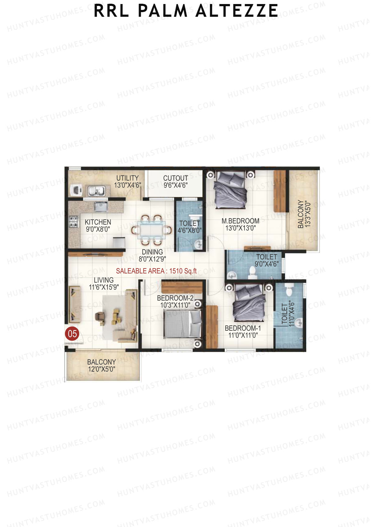 RRL Palm Altezze Tower 1 Unit 5 Floor Plan