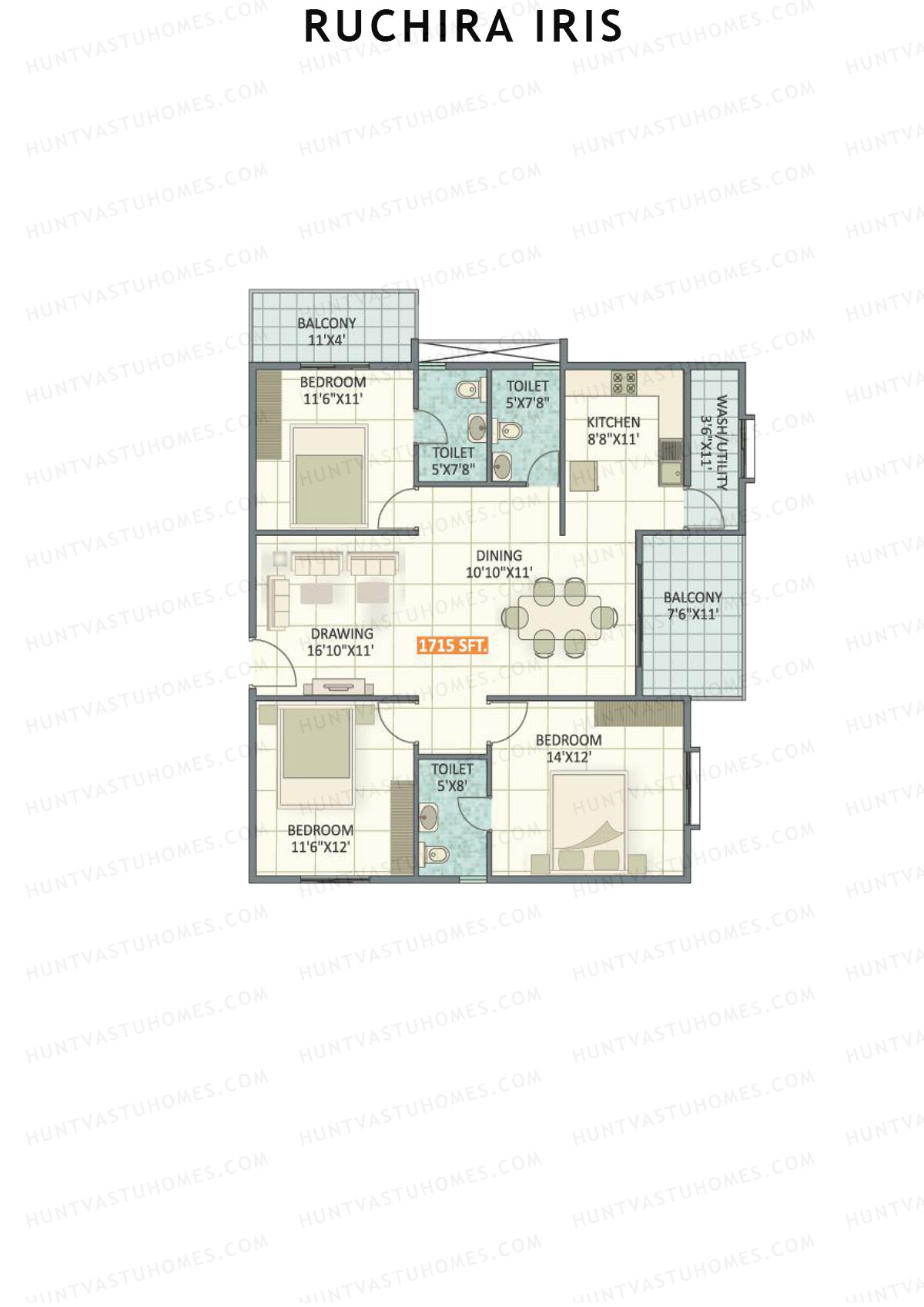 Ruchira Iris Tower B Unit 16 Floor Plan