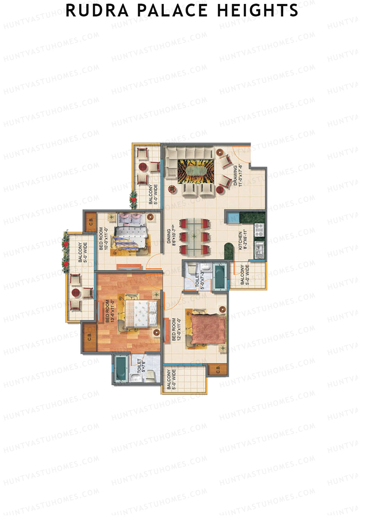 Rudra Palace Heights A1 Maharani Padmini Tower Unit 3 Floor Plan