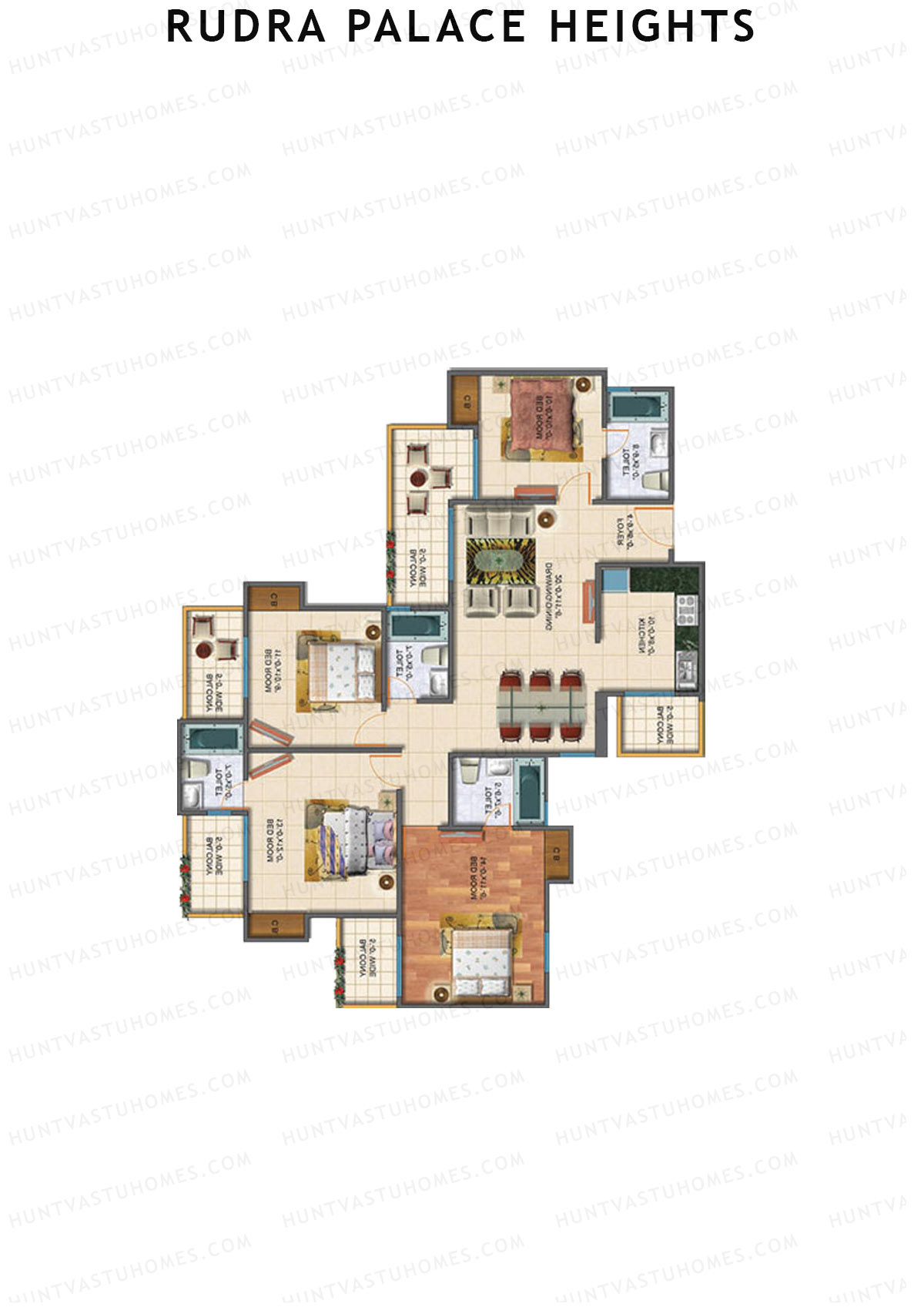 Rudra Palace Heights A2 Rani Lakshmibai Tower Unit 1 Floor Plan