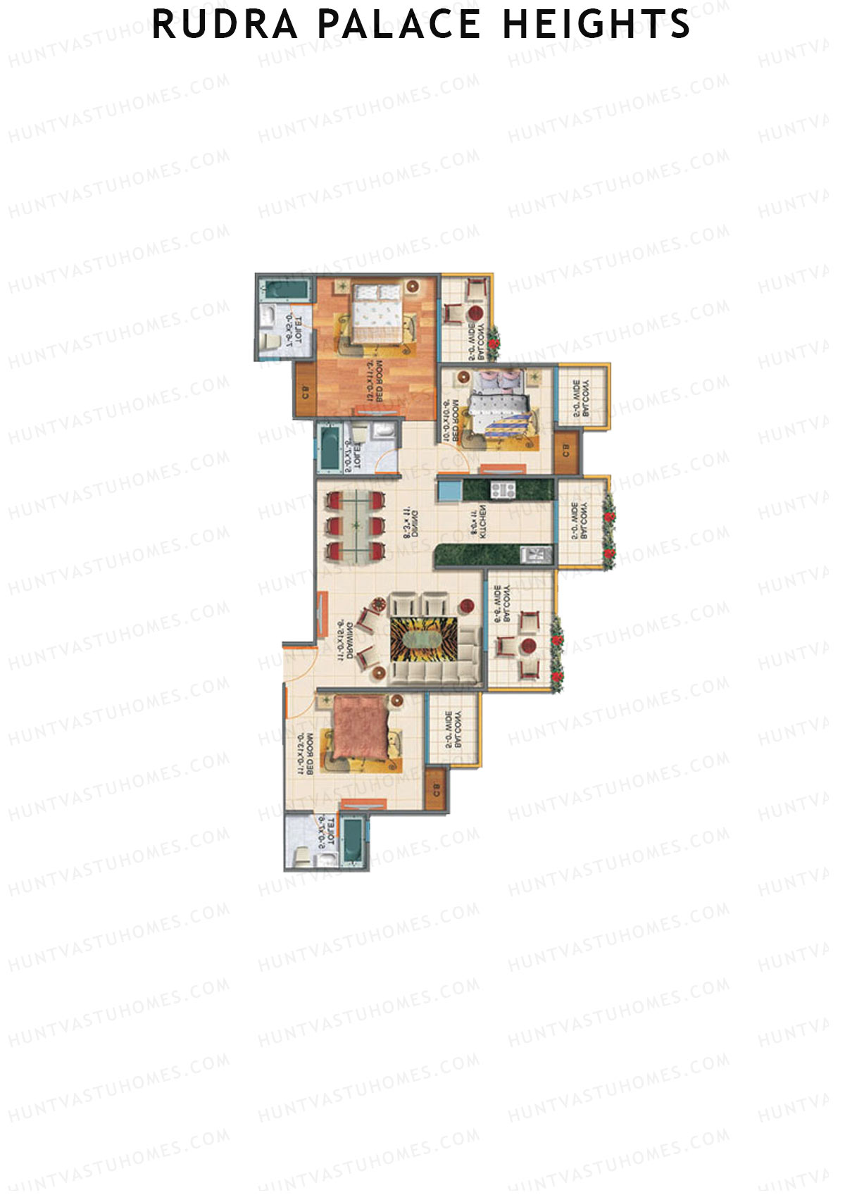 Rudra Palace Heights A2 Rani Lakshmibai Tower Unit 3 Floor Plan