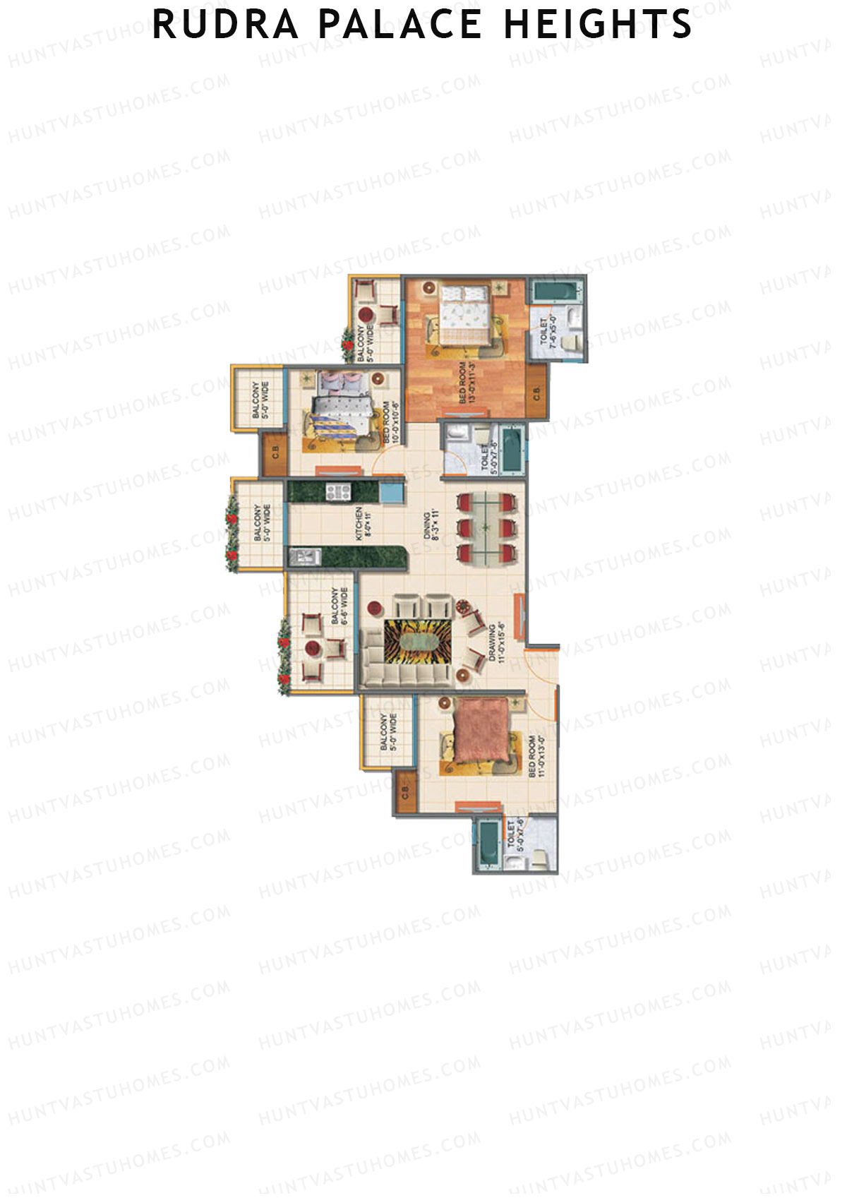 Rudra Palace Heights A2 Rani Lakshmibai Tower Unit 4 Floor Plan