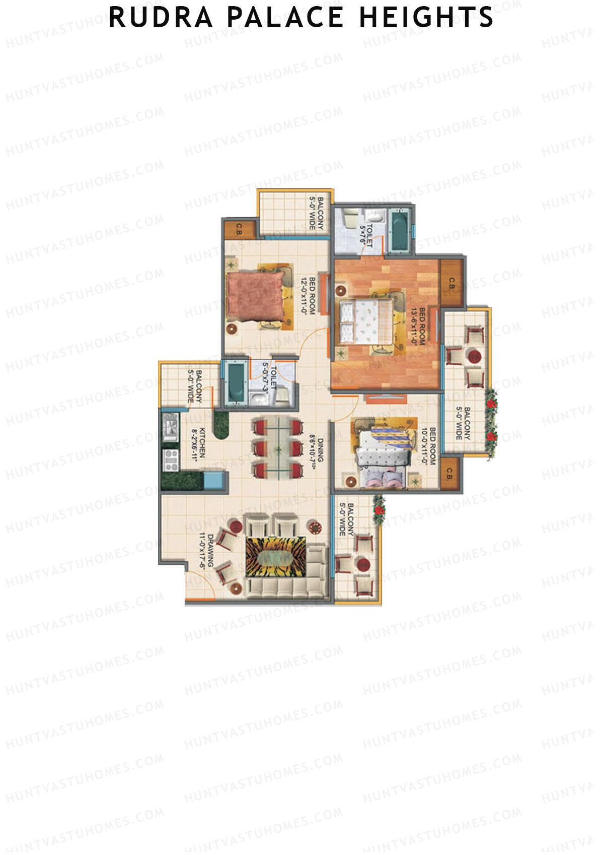 Rudra Palace Heights A3 Rani Jijabai Tower Unit 3 Floor Plan