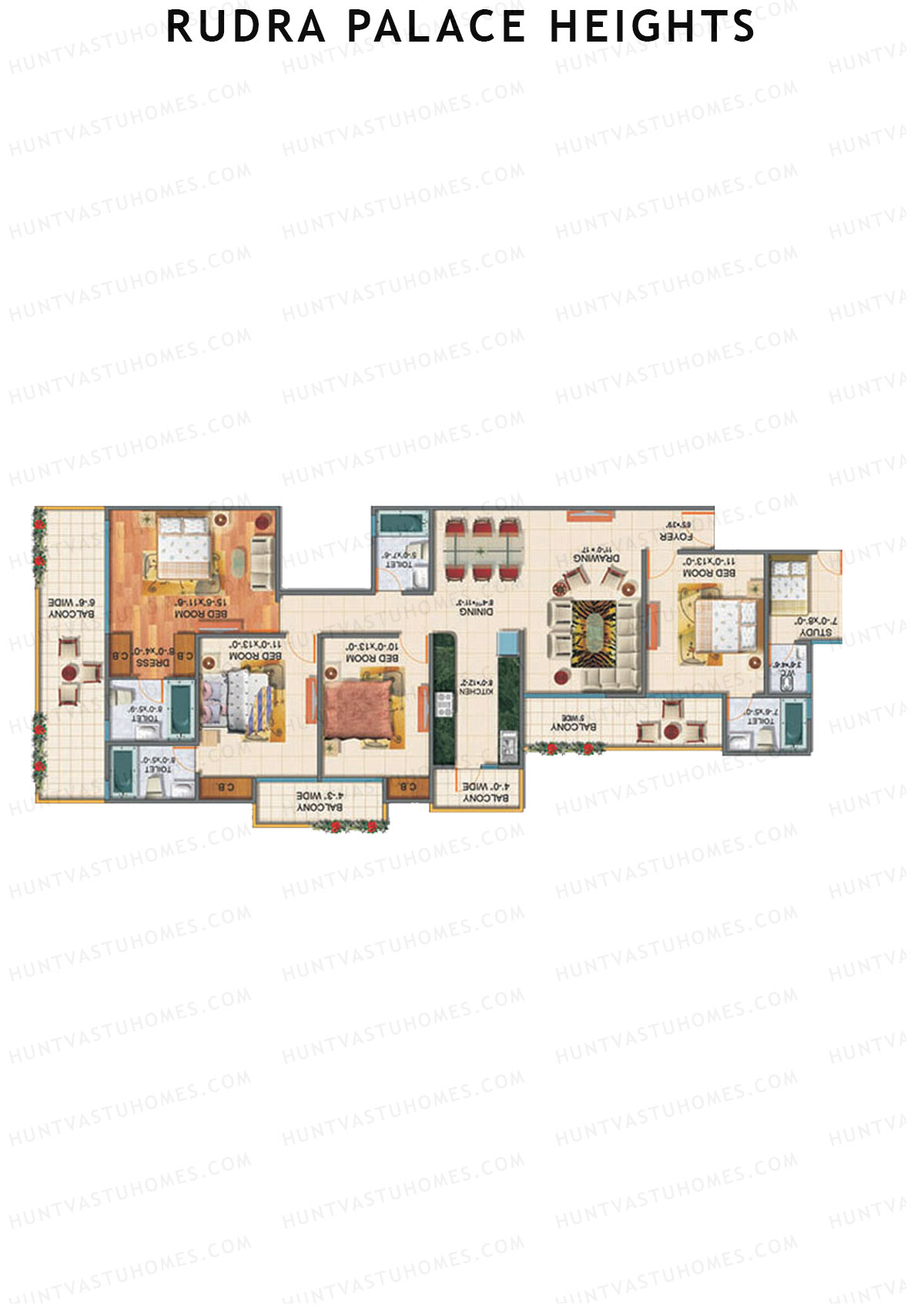 Rudra Palace Heights A3 Rani Jijabai Tower Unit 6 Floor Plan