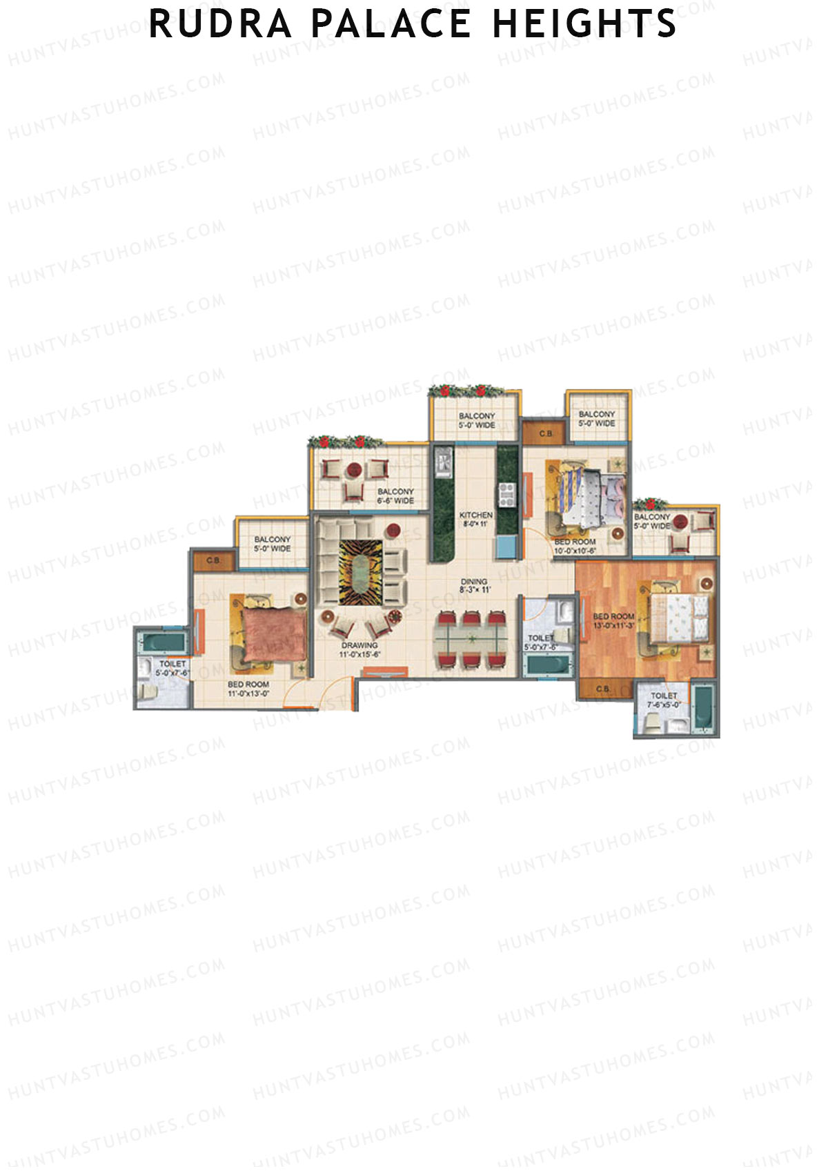 Rudra Palace Heights B1 Rani Shakuntala Tower Unit 1 Floor Plan