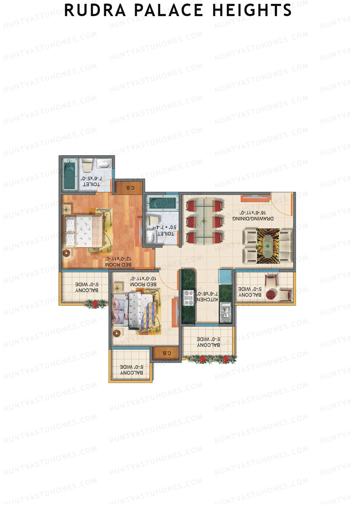 Rudra Palace Heights B1 Rani Shakuntala Tower Unit 5 Floor Plan